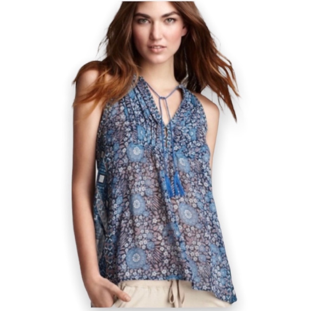 Joie Shara Silk Metallic Halter Tassel Top